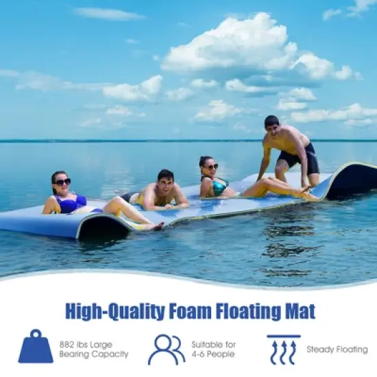 Costway 3-Layer Floating Water Pad 12' x 6' Floating Oasis Foam Mat Orange\Blue\Green image {4}
