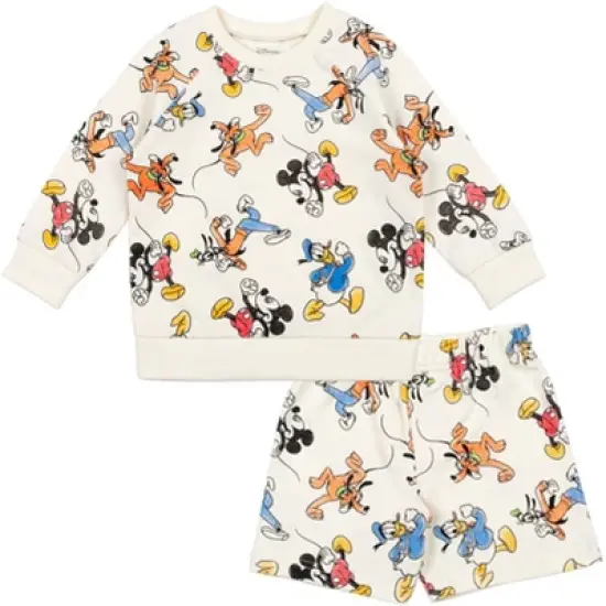 Disney Mickey Mouse French Terry Sweatshirt & Shorts Grey image {8}