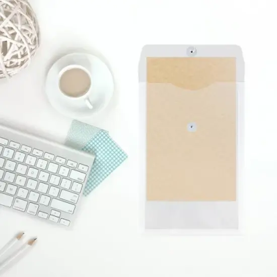 JAM Paper Plastic Envelopes with Button and String Tie Closure, Legal Open End, 9 3/4'' x 14 1/2'', Clear Poly, 12pk image {4}