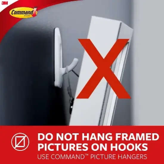 Command General Purpose Hooks Small Holds 1lb White 9 Hooks & 12 Strips/Pack 170679ES image {6}