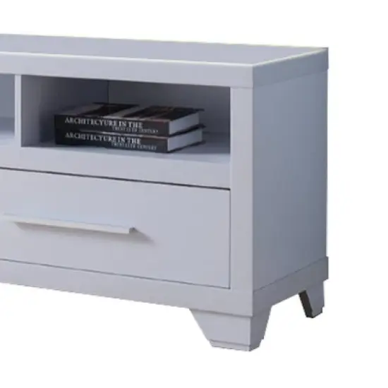 Wooden TV Stand for TVs up to 60" with 2 Drawers and 3 Open Shelves White - Benzara image {2}