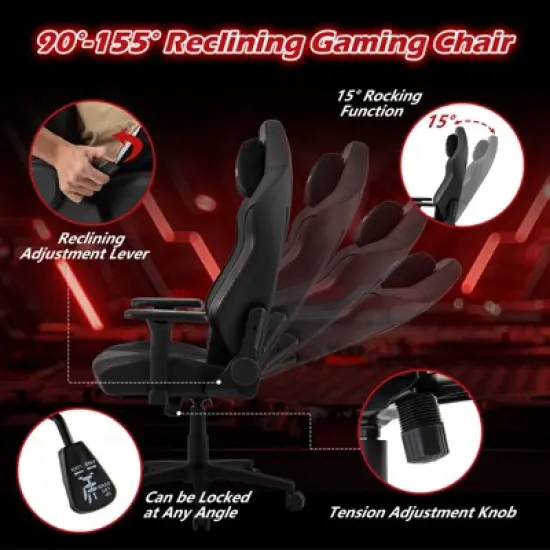 Costway Gaming Chair Ergonomic High Back Computer Chair with Rocking Function & 2D Armrests image {7}