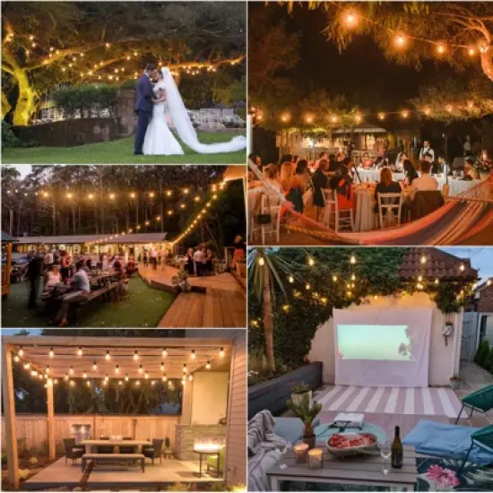 Itopfox 50Ft LED Outdoor String Lights with G40 Globe Bulbs, Dimmable Waterproof Hanging Lights for Patio, Warm White Shatterproof Bulbs Included image {8}