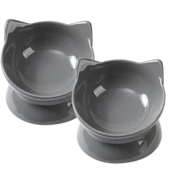 Park Life Designs 2c Oscar Tilt Cat Bowl - Gray image {5}