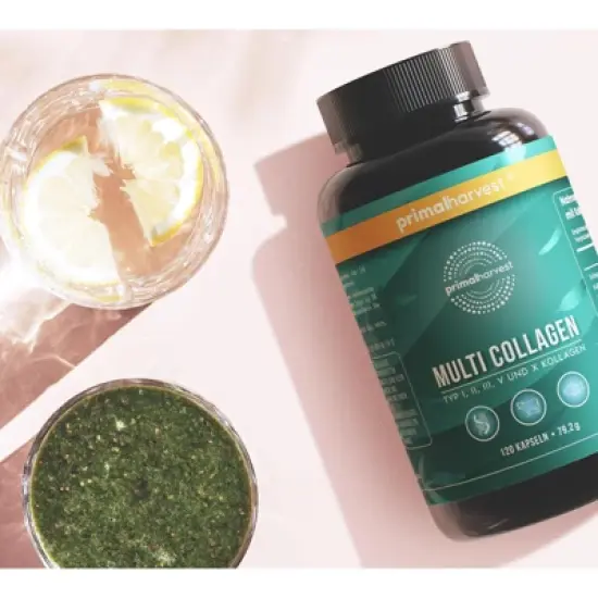 Primal Harvest Multi Collagen Pills for Women and Men (Type I, II, III, V, X) 120 Capsules w/Vitamin C for Hair, Skin, Nails image {3}