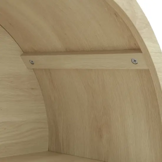 Dolonm Natural Wood 31.1 in. Tall Arched Rattan Pantry Cabinet with Adjustable Shelves, Storage for Kitchen Dining Living Room image {9}