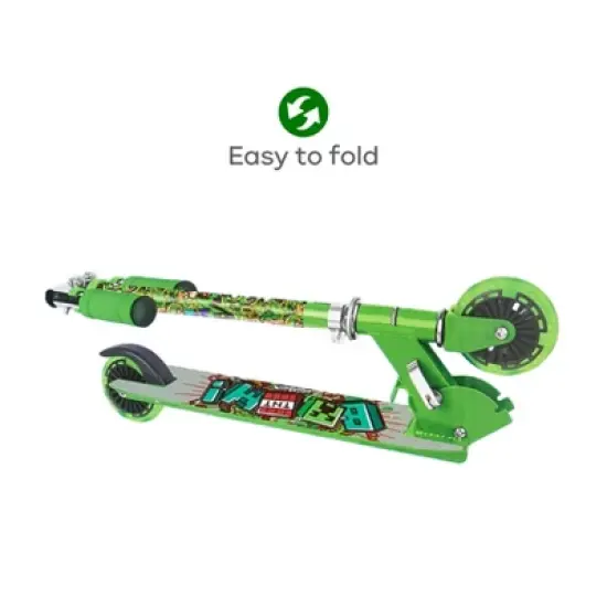 Minecraft 2 Wheeled Folding Kick Scooter with an adjustable handlebar, a sturdy metal deck, and comfortable rubberized grips image {8}