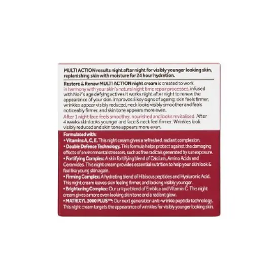 No7 Restore & Renew Multi Action Face & Neck Night Cream - 1.69 fl oz image {5}