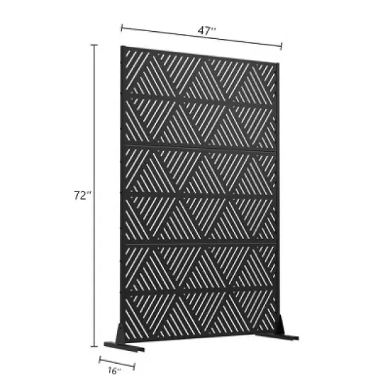 72" H&times;47"W Dovelina Black Privacy Screen Decorative Garden Fence with Triangle Pattern image {5}
