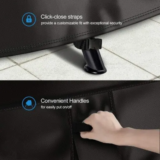 Akefit Heavy Duty Waterproof Black Square Fire Pit Cover with Ventilation Window and Adjustable Drawstring image {2}