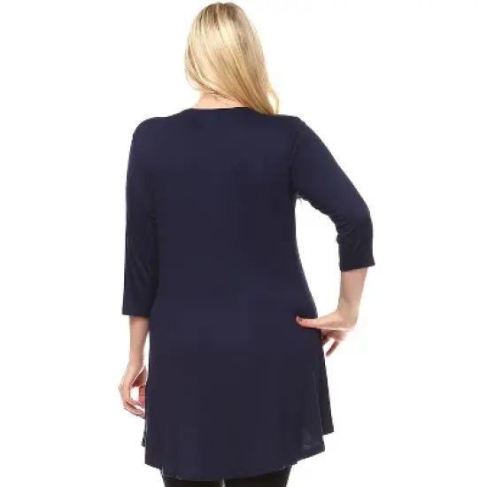 Women's Plus Size Embellished V-Neck Luna Tunic Top - White Mark image {1}