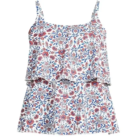 Lands' End Women's Chlorine Resistant Scoop Neck Tiered Tankini Swimsuit Top image {4}