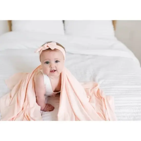 Copper Pearl Knit Swaddle Blanket - Blush image {4}