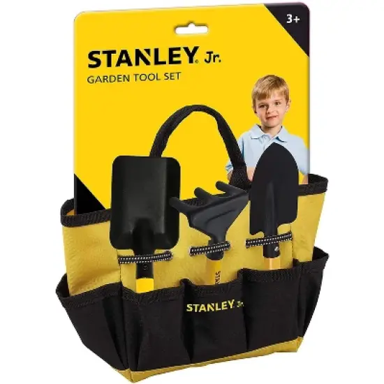 Red Tool Box Stanley Jr. 4-Piece Garden Hand Tool Set | Spade | Trowel | Rake | Tool Bag image {1}
