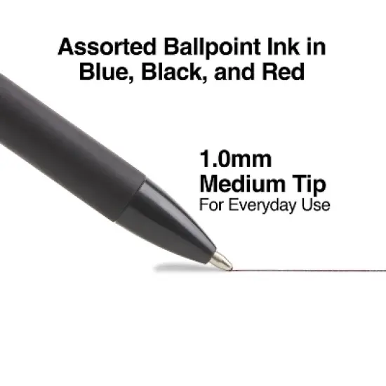 TRU RED Ballpoint Gripped Retractable Pens Med Point 1.0mm Blue/Black/Red TR59163 image {2}