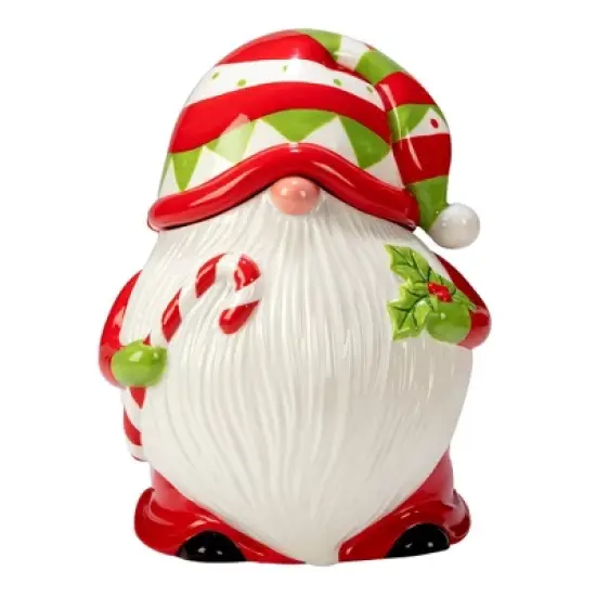 64oz Earthenware Holiday Magic Gnomes 3-D Cookie Jar - Certified International image {2}