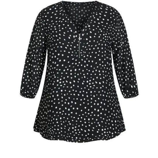 Women's Plus Size Meila Zip Print Top - black spot | EVANS image {2}
