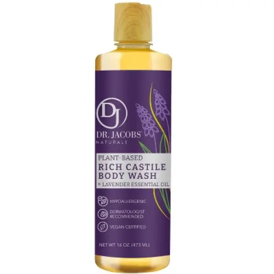 Dr. Jacobs Naturals Plant-Based Castile Body Wash Gel- Lavender- Hypoallergenic -Dermatologist tested image {8}