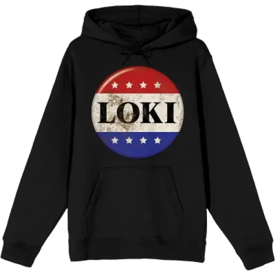 Red White And Blue Loki Button Men's Black Graphic Packaged Hoodie image {6}