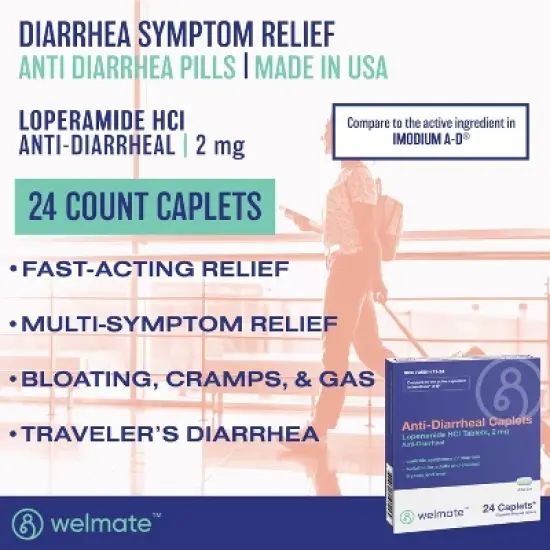 Welmate Anti-Diarrheal Loperamide HCl 2 mg Caplets 24ct image {1}