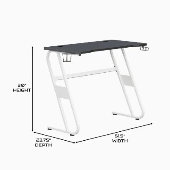 BlackArc Gaming Desk - Laminate Top - "S" Shaped Steel Frame - Detachable Cupholder/Headphone Hook-2 Cable Management Holes image {3}