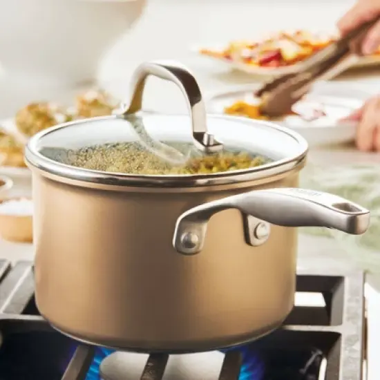 Anolon Ascend 3qt Hard Anodized Nonstick Saucepan with Lid Bronze image {5}