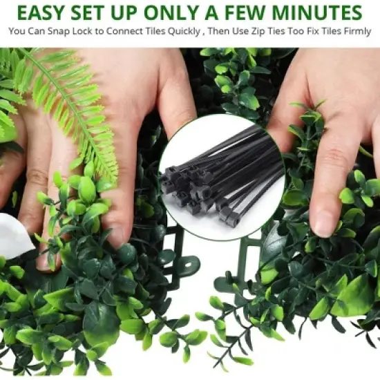 12PCS 20"x20" Artificial Grass Wall Faux Mixed Flowers & Plants Hedge Screen image {4}