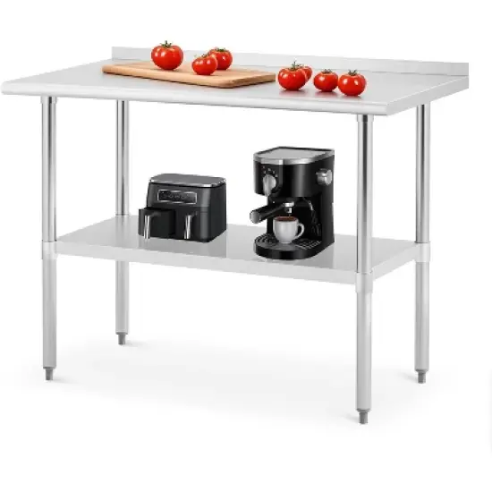 Acekool 24x48 Inch Stainless Steel Prep Table with Backsplash, Adjustable Open Shelf, Easy Clean Surface, Heavy Duty Kitchen Workstation image {8}