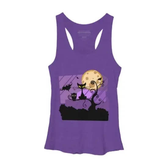 Women's Design By Humans Night Halloween moon By ChadiElHanchi Racerback Tank Top image {4}