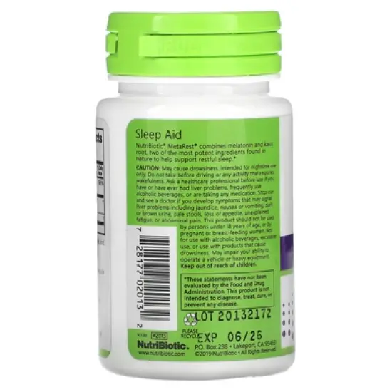 NutriBiotic Sleep, MetaRest, 60 Capsules image {2}