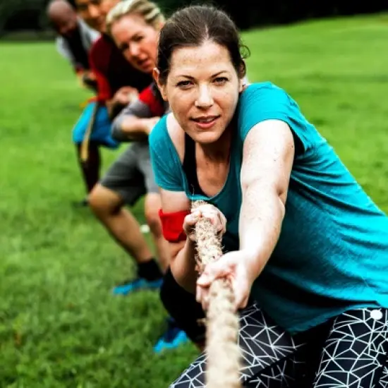 Blue Panda 50 Foot Tug of War Rope with Flag for Outdoor Games, Field Day, Summer Camp, Family Reunion, Team Building, Brown image {2}