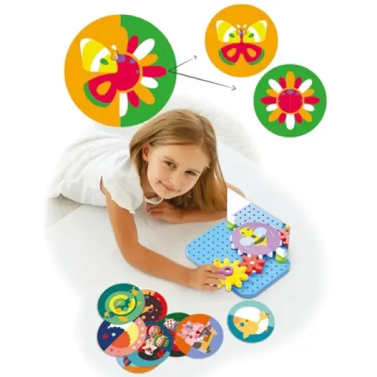 Quercetti: Mirrorello &ndash; Gear Assembly Toy, Crank & Discs, STEM Learning, Kids 4+ image {2}