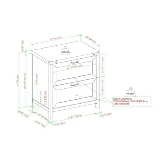 Rustic Farmhouse 2 Drawer File Cabinet - Saracina Home image {9}