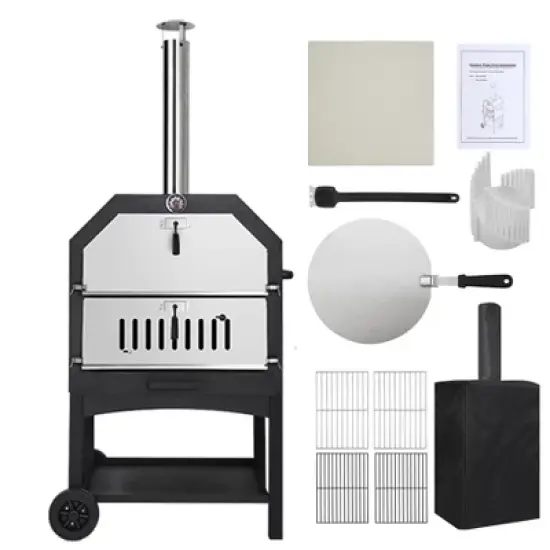 Acekool Wood-Fired Pizza Oven on Wheels for Outside image {8}