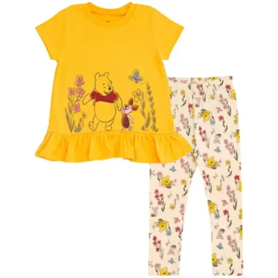 Disney Winnie the Pooh Piglet Peplum T-Shirt and Leggings Outfit Set Newborn to Toddler image {7}