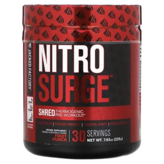 Jacked Factory Nitro Surge, Shred Thermogenic Pre-Workout, Fruit Punch, 7.93 oz. (225 g) image {5}
