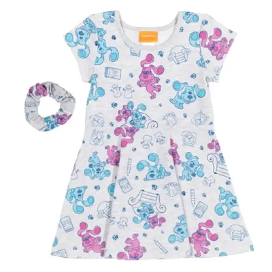 Nickelodeon Blue's Clues Short Sleeve Dress & Scrunchy Light Gray  image {8}