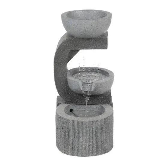 LuxenHome Gray Resin Raining Water Sculpture Outdoor Fountain with LED Lights image {1}