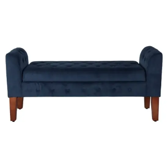 Velvet Tufted Storage Settee Bench - HomePop image {13}
