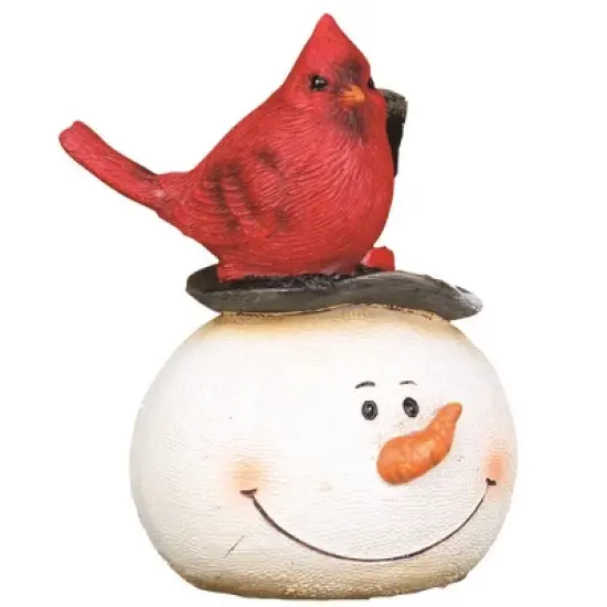 Transpac Set of 3 Resin Snowman and Cardinal Figurines - Charming Christmas Decorative Objects for Holiday Cheer image {3}