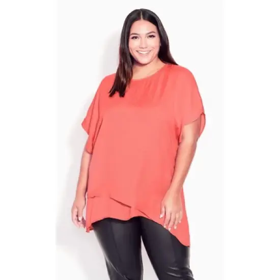 Women's Plus Size Isla Layered Tunic  - Coral | AVE STUDIO image {4}