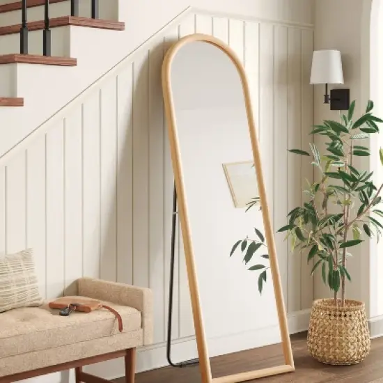 20" x 65" Arch Floor Mirror Natural - Threshold&trade;: Modern Polystyrene Frame, No Assembly, Freestanding Design image {1}