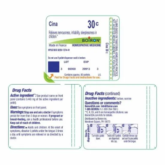 Cina 30C by Boiron Homeopathic Single Medicine For Children  -  80 Pellet image {1}