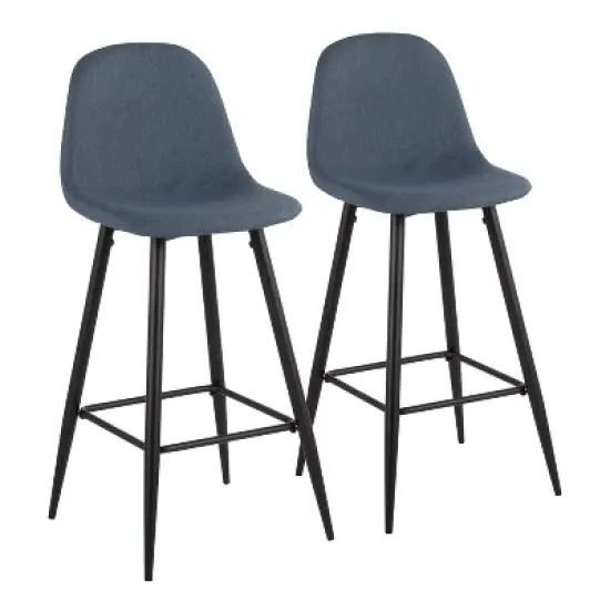 Set of 2 Pebble Metal Polyester Barstools - Lumisource image {9}