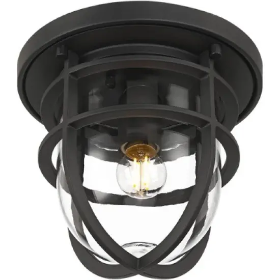John Timberland Ballast 7 3/4" High Textured Black Outdoor Flush-Mount Ceiling Light image {7}