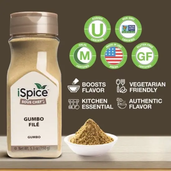 iSpice | Gumbo Fil&eacute; | 5.3 oz | Mixed Spices & Seasonings | Kosher | Robust Flavor image {1}