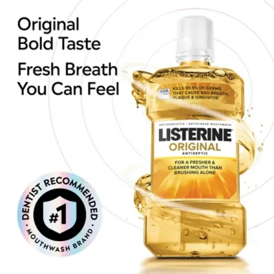 Listerine Original Antiseptic Mouthwash for Bad Breath & Plaque - 1L image {3}