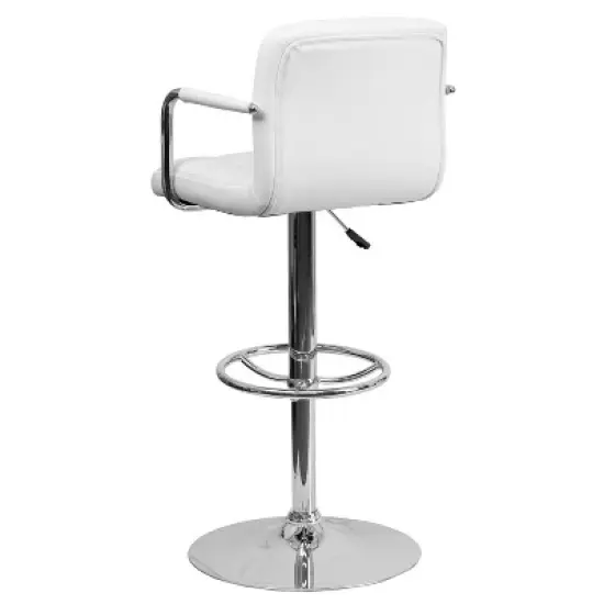 Flash Furniture Contemporary Quilted Vinyl Adjustable Height Barstool with Arms and Chrome Base image {6}