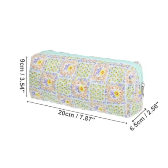 Unique Bargains Durable Small Quilted Makeup Bag Green Yellow Purple 1 Pc image {1}