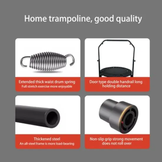 Mini Steel Trampoline, Indoor Fitness Exercise, Maximum Load Capacity 330 Pounds, for Adults or Kids image {2}